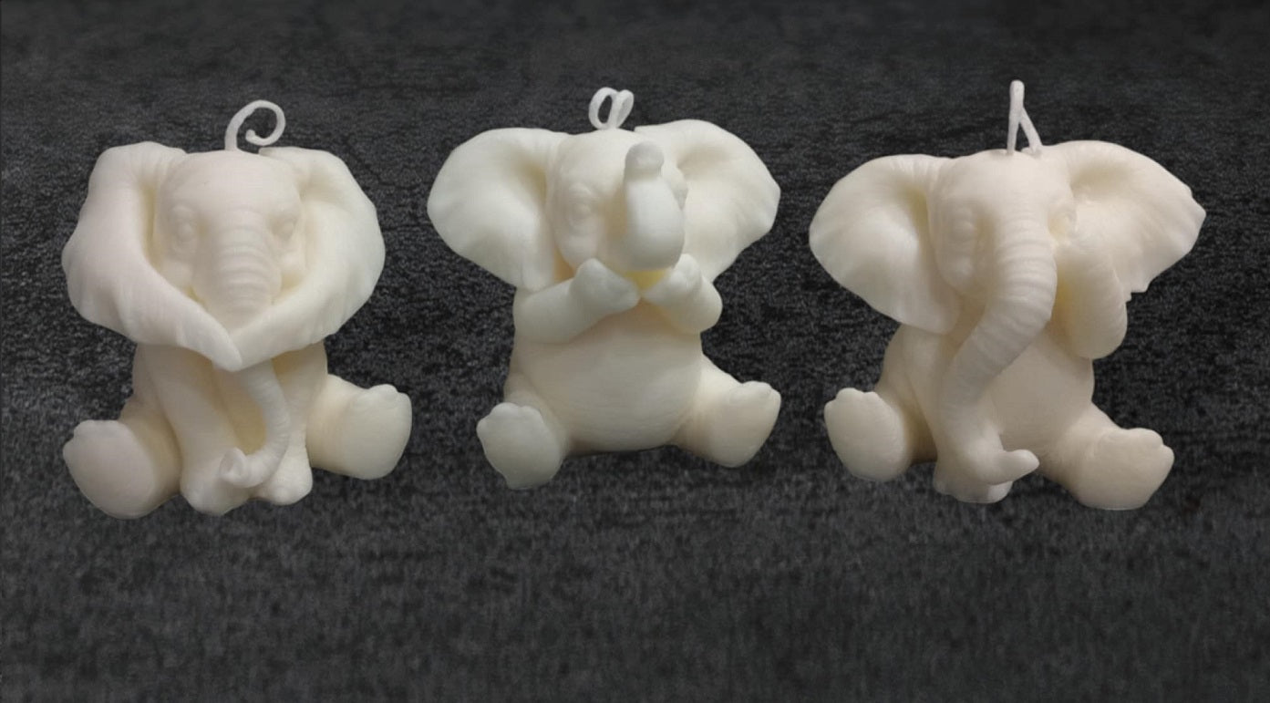 Sitting Elephant with Raised Paw 100% Ecological Natural Soy Wax Candle