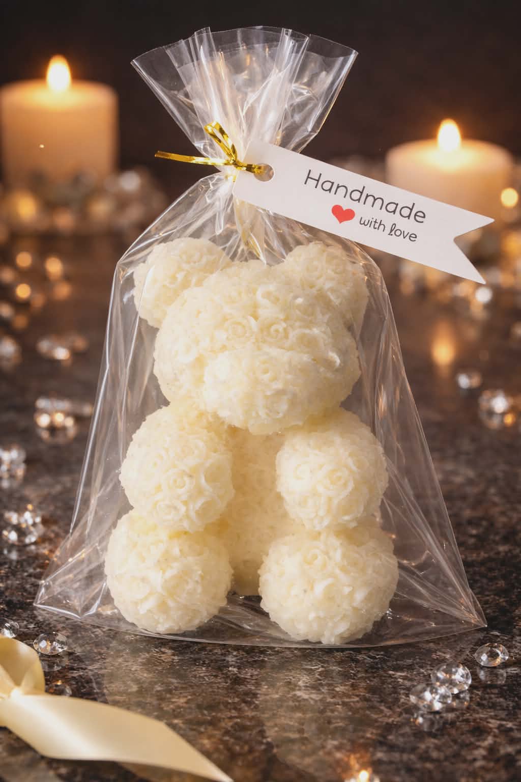 Rose Teddy Bear 100% Eco Natural Soy Wax Candle