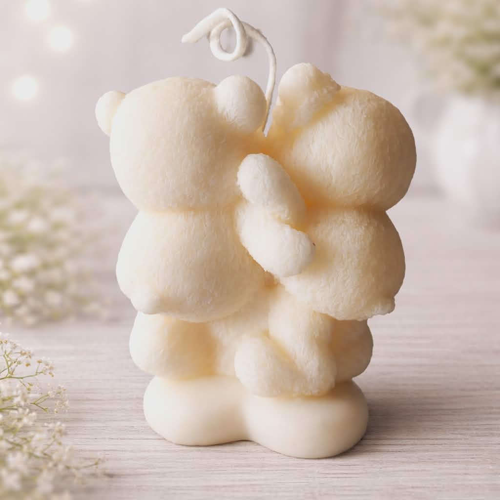 Teddy Bears with Bouquet and Love Letter 100% Eco Natural Soy Wax Candle