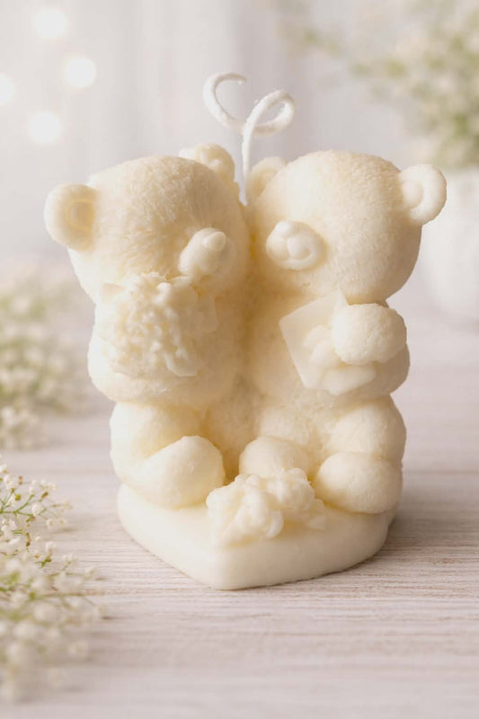 Teddy Bears with Bouquet and Love Letter 100% Eco Natural Soy Wax Candle