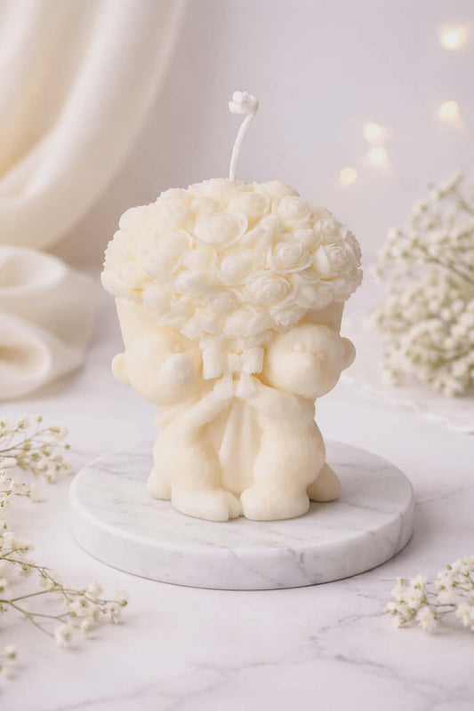 Teddy Bears with a Bouquet of Roses 100% Eco Natural Soy Wax Candle