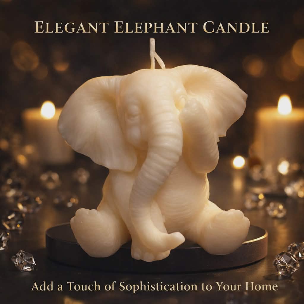 Sitting Elephant with Raised Paw 100% Ecological Natural Soy Wax Candle