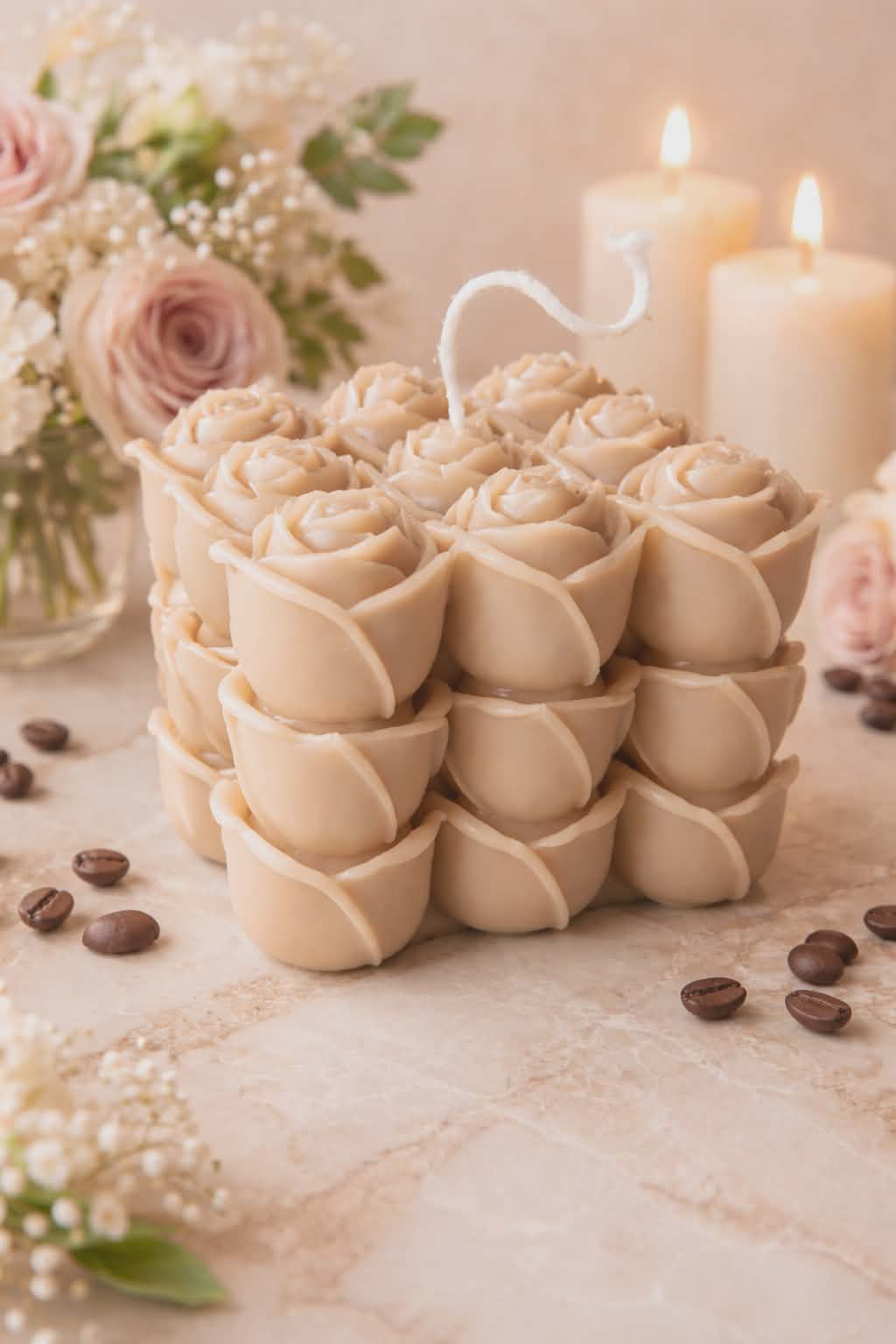 Cube Rose 100% Ecological Natural Soy Wax Candle