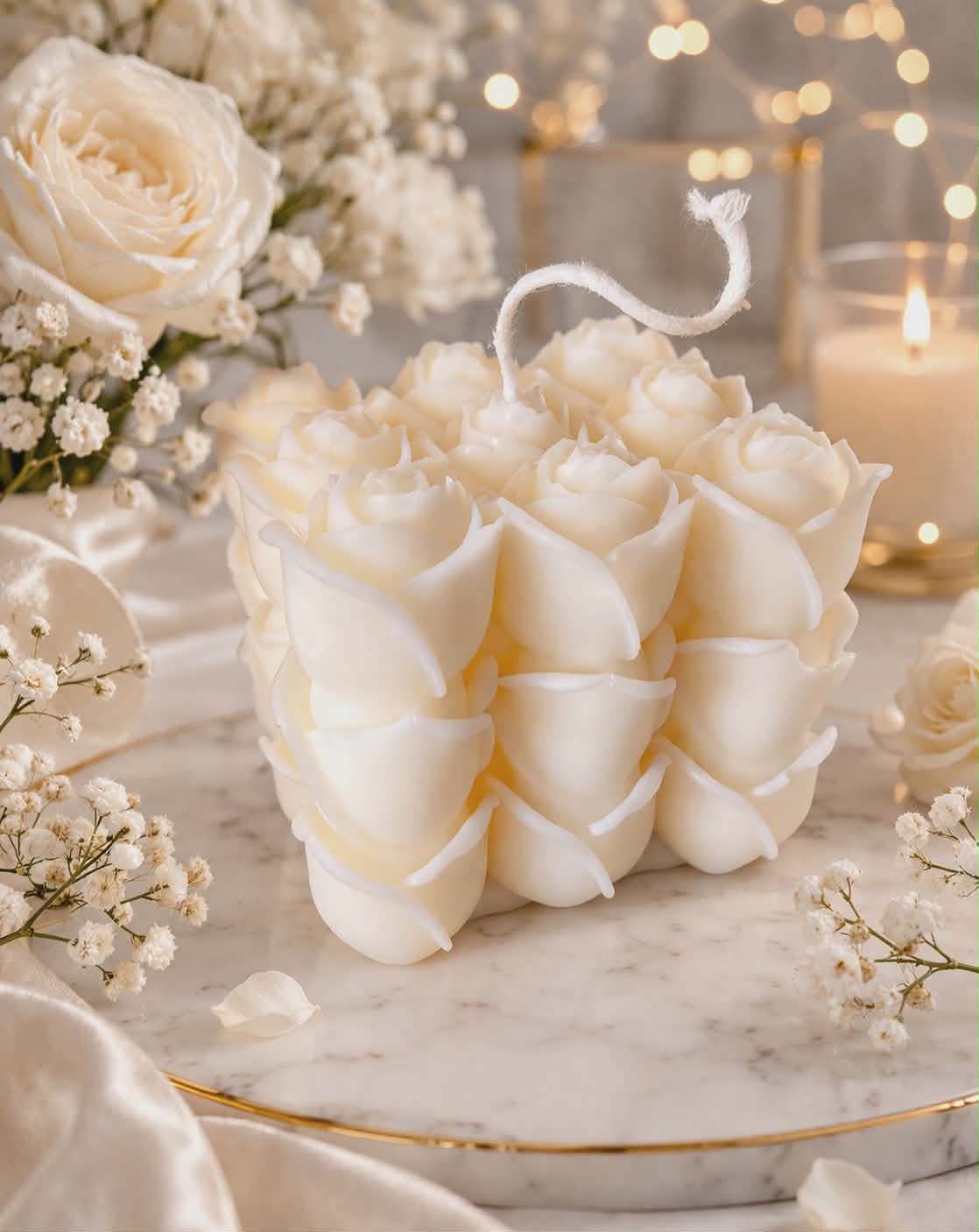 Cube Rose 100% Ecological Natural Soy Wax Candle
